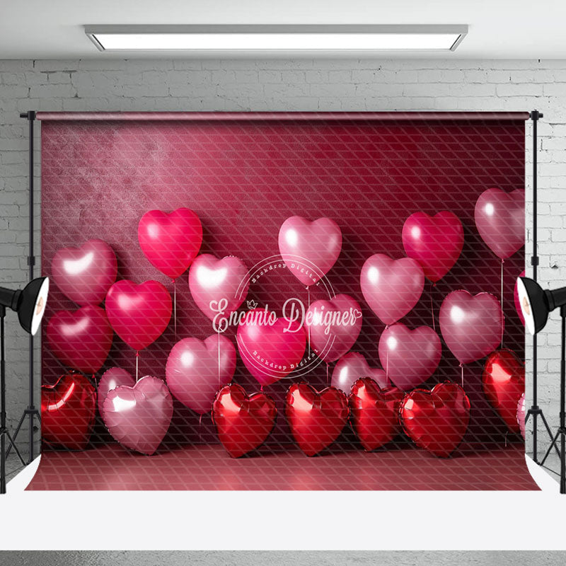 Aperturee - Aperturee Red Romantic Love Balloon Valentines Day Backdrop