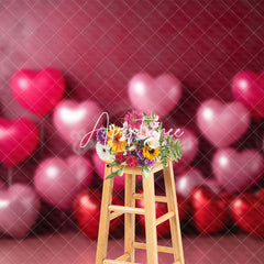 Aperturee - Aperturee Red Romantic Love Balloon Valentines Day Backdrop