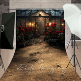 Aperturee - Aperturee Red Rose Dark Lovely Greenhouse Window Sweep Backdrop