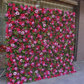 Aperturee - Aperturee Red Rose Faux Flower Wall For Bridal Shower Decor