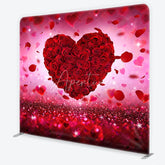 Aperturee - Aperturee Red Rose Heart Glitter Valentine’s Day Square Double-Sided Backdrop Romantic Love Celebration Decor