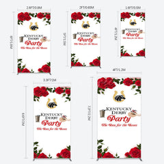 Aperturee - Aperturee Red Rose Horseshoe Kentucky Derby Party Rectangle Backdrop