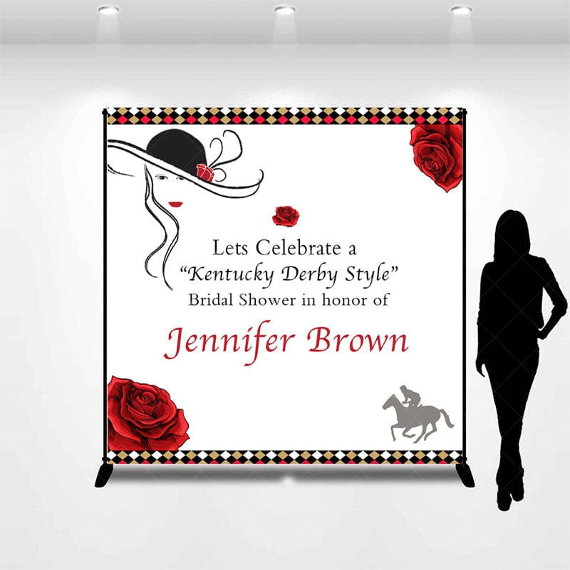 Aperturee - Aperturee Red Rose Kentucky Derby Custom Bridal Shower Backdrop