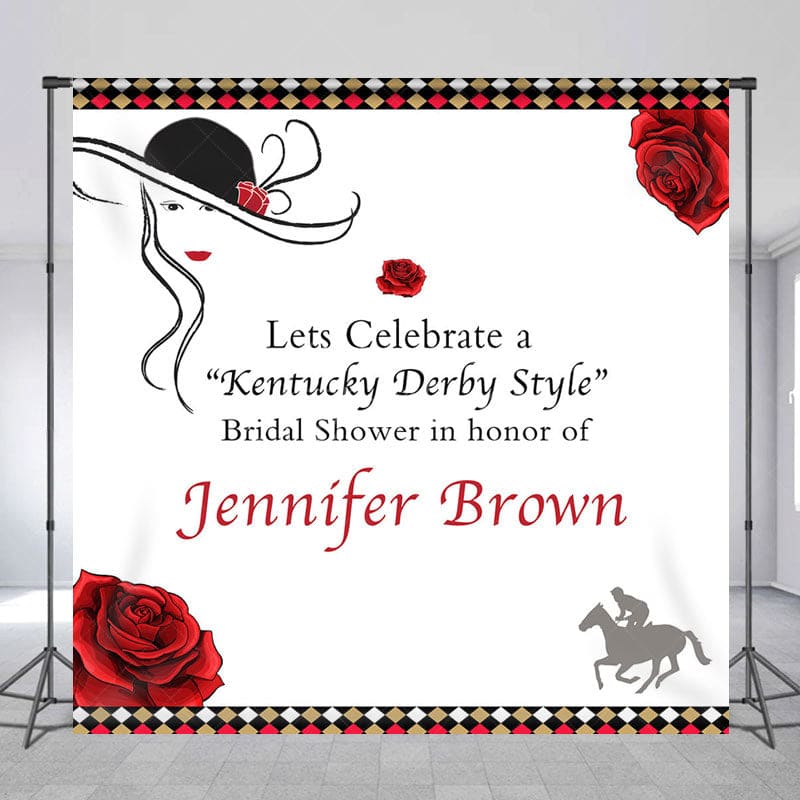Aperturee - Aperturee Red Rose Kentucky Derby Custom Bridal Shower Backdrop