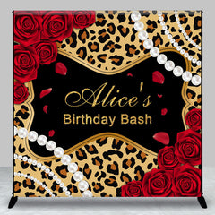 Aperturee - Aperturee Red Rose Leopard Print Custom Birthday Bash Backdrop
