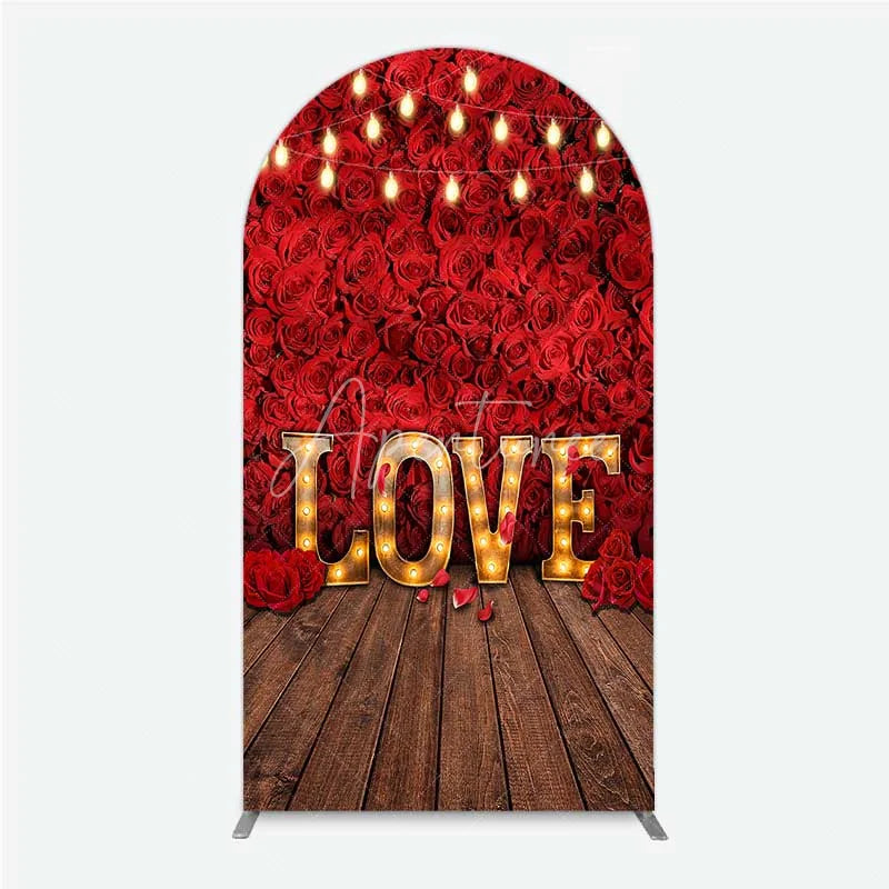 Aperturee - Aperturee Red Rose Wall Arch Backdrop Romantic Floral Love Light Wedding Party Decoration