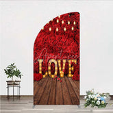 Aperturee - Aperturee Red Rose Wall Half Moon Arch Backdrop Romantic Floral Love Light Wedding Party Decoration