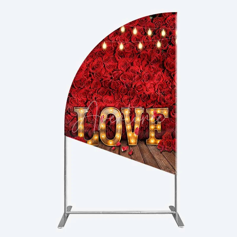 Aperturee - Aperturee Red Rose Wall Half Moon Arch Backdrop Romantic Floral Love Light Wedding Party Decoration
