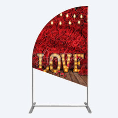 Aperturee - Aperturee Red Rose Wall Half Moon Arch Backdrop Romantic Floral Love Light Wedding Party Decoration