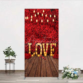 Aperturee - Aperturee Red Rose Wall Rectangle Backdrop Romantic Floral Love Light Wedding Party Decoration