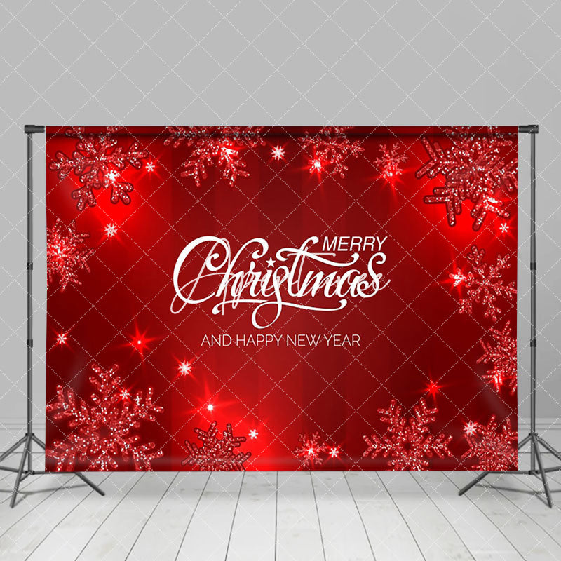 Aperturee - Aperturee Red Shining Snowflakes Christmas New Year Backdrop