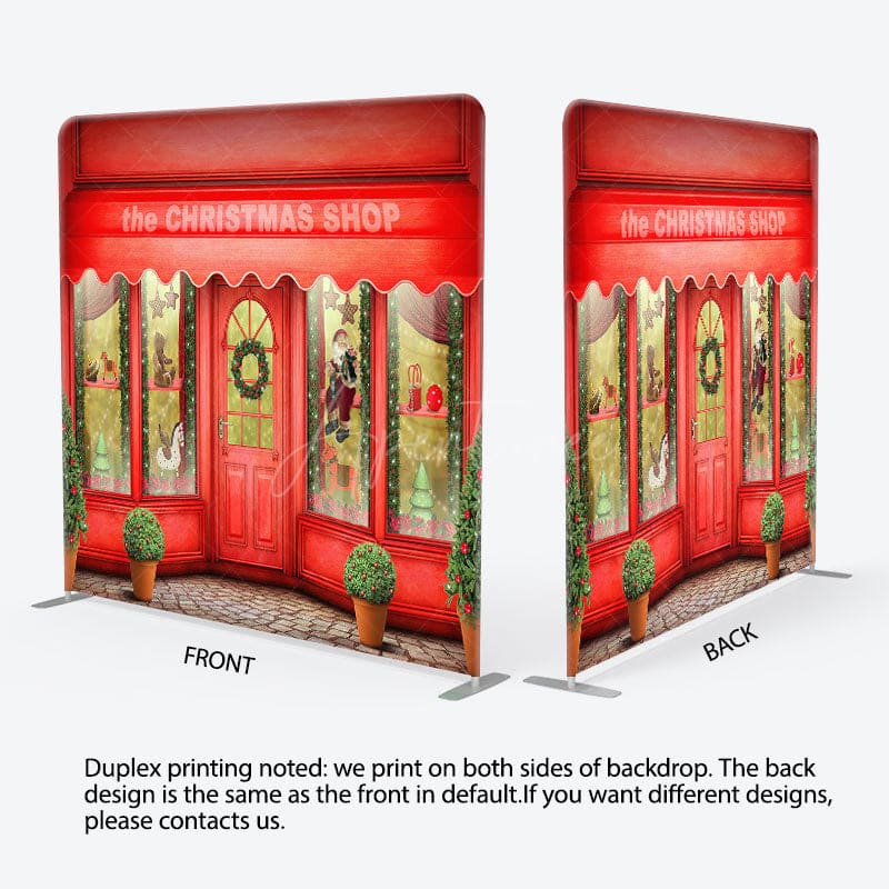 Aperturee - Aperturee Red Shop Window Christmas Pillow Case Backdrop