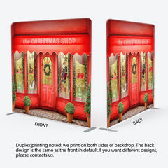 Aperturee - Aperturee Red Shop Window Christmas Pillow Case Backdrop