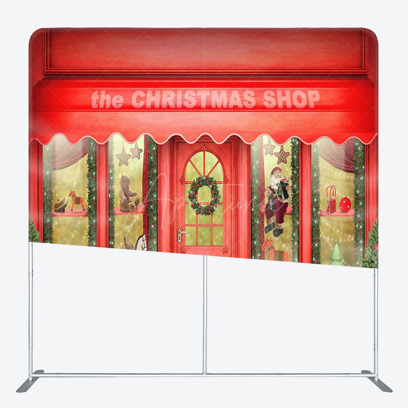 Aperturee - Aperturee Red Shop Window Christmas Pillow Case Backdrop