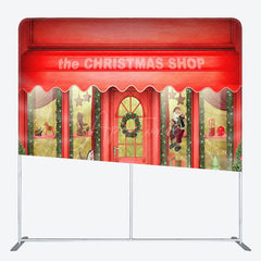 Aperturee - Aperturee Red Shop Window Christmas Pillow Case Backdrop