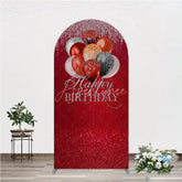 Aperturee - Aperturee Red Silver Black Copper Glitter Balloons Round Top Arch Backdrop Elegant Happy Birthday Party Decor