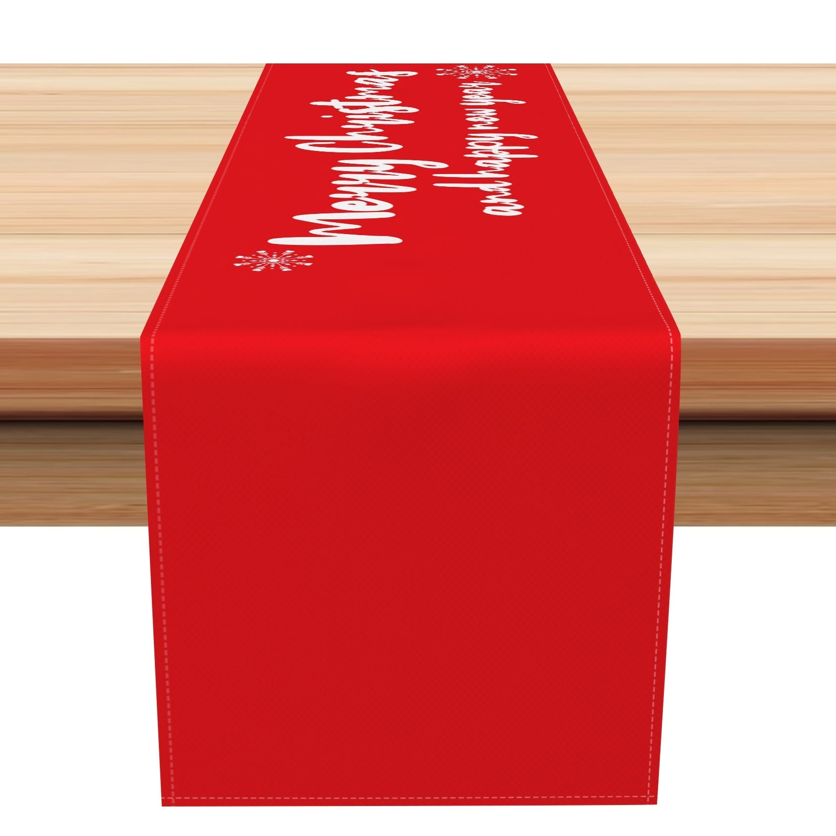 Aperturee - Aperturee Red Simple Snowflake Christmas New Year Table Runner