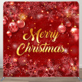 Aperturee - Aperturee Red Snowflake Balls Fabric Tension Christmas Backdrop