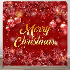 Aperturee - Aperturee Red Snowflake Balls Fabric Tension Christmas Backdrop