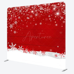 Aperturee - Aperturee Red Snowflake Wood Christmas Tension Fabric Backdrop