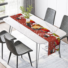 Aperturee - Aperturee Red Snowman Gifts Snowflakes Christmas Table Runner