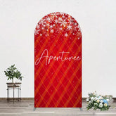 Aperturee - Aperturee Red Snwoflake Festive Christmas Vibe Arch Backdrop