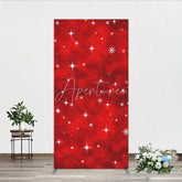 Aperturee - Aperturee Red Sparkling Snowflake Star Winter Holiday Rectangle Arch Backdrop Christmas Party Decor