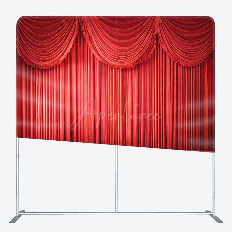 Aperturee - Aperturee Red Stage Curtains Photo Square Tension Backdrop