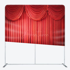 Aperturee - Aperturee Red Stage Curtains Photo Square Tension Backdrop