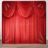 Aperturee - Aperturee Red Stage Curtains Photo Square Tension Backdrop