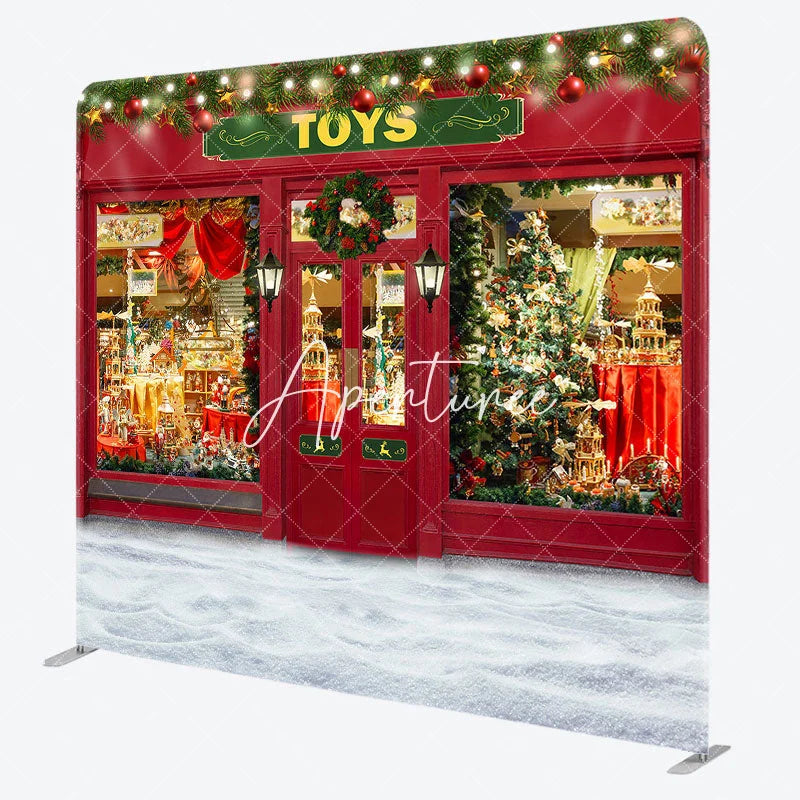 Aperturee - Aperturee Red Toy Store Christmas Double-Sided Square Backdrop