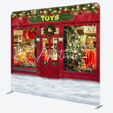 Aperturee - Aperturee Red Toy Store Christmas Double-Sided Square Backdrop