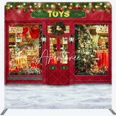 Aperturee - Aperturee Red Toy Store Christmas Double-Sided Square Backdrop