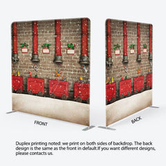 Aperturee - Aperturee Red Train Gifts Brick Wall Xmas Pillow Case Backdrop