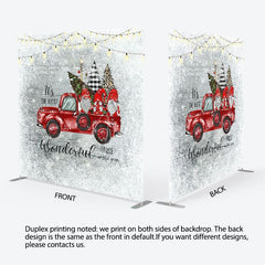 Aperturee - Aperturee Red Truck Dwarf Snow Christmas Pillow Cover Backdrop