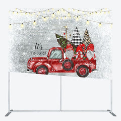 Aperturee - Aperturee Red Truck Dwarf Snow Christmas Pillow Cover Backdrop