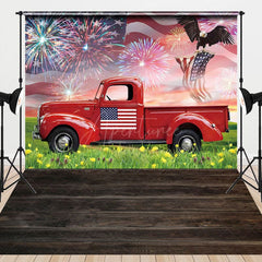 Aperturee - Aperturee Red Truck Eagle Flag Independence Day Combo Set Backdrop