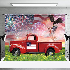 Aperturee - Aperturee Red Truck Eagle Flag Independence Day Combo Set Backdrop