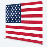 Aperturee - Aperturee Red White and Blue American Flag Square Double-Sided Backdrop Patriotic 4th of July Party Decor
