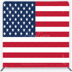 Aperturee - Aperturee Red White and Blue American Flag Square Double-Sided Backdrop Patriotic 4th of July Party Decor