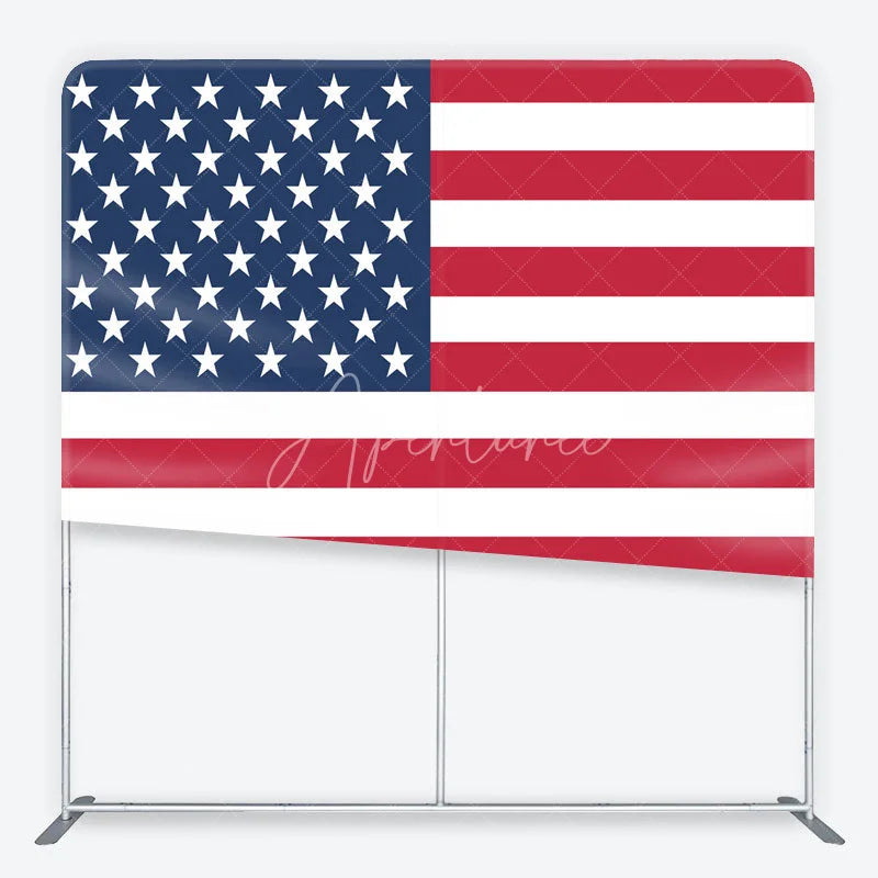 Aperturee - Aperturee Red White and Blue American Flag Square Double-Sided Backdrop Patriotic 4th of July Party Decor