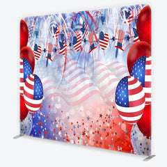 Aperturee - Aperturee Red White and Blue American Flag Square Double-Sided Backdrop Patriotic Celebration Party Decor