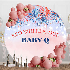 Aperturee - Aperturee Red White And Due Holiday Round Baby Shower Backdrop