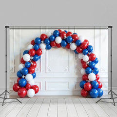 Aperturee - Aperturee Red White And Stars Arch Balloon Cake Smash Backdrop