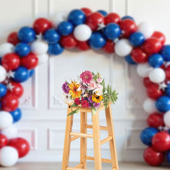 Aperturee - Aperturee Red White And Stars Arch Balloon Cake Smash Backdrop