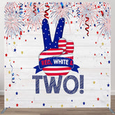 Aperturee - Aperturee Red White And Two Birthday Square Tension Backdrop