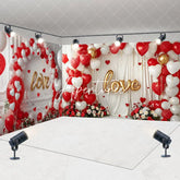 Aperturee - Aperturee Red White Balloons Valentines Day Room Set Backdrop