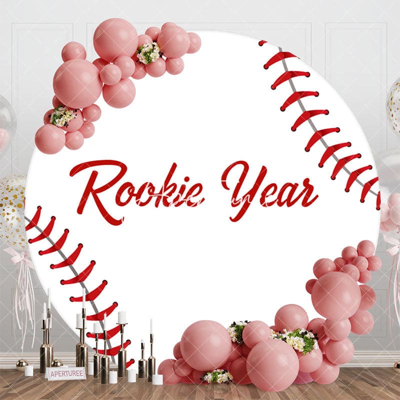 Aperturee - Aperturee Red White Baseball Rookie Years Sport Round Backdrop