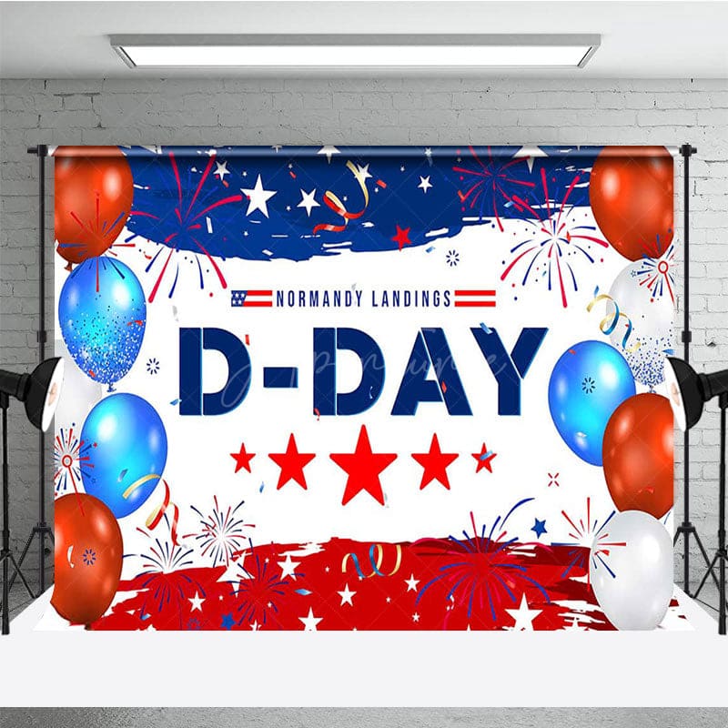 Aperturee - Aperturee Red White Blue Balloon Normandy Landings D Day Backdrop