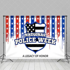 Aperturee - Aperturee Red White Blue Stars National Police Week Backdrop